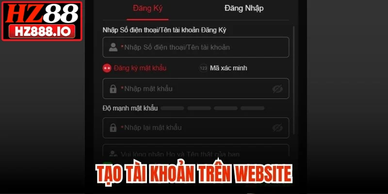 Tạo tài khoản trên website