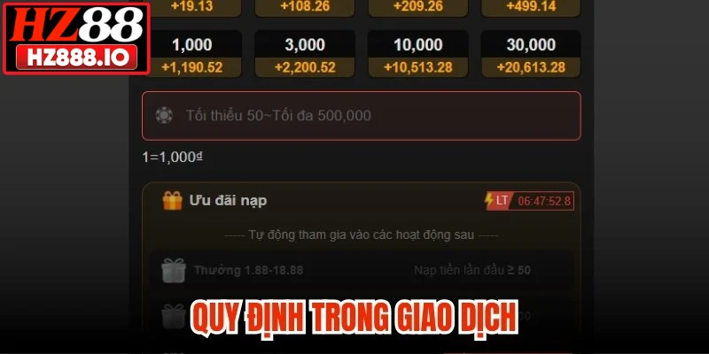 Quy định trong giao dịch