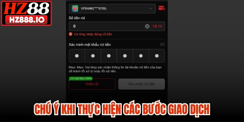 Chú ý khi giao dịch