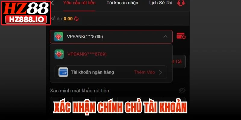 Xác nhận chính chủ tài khoản